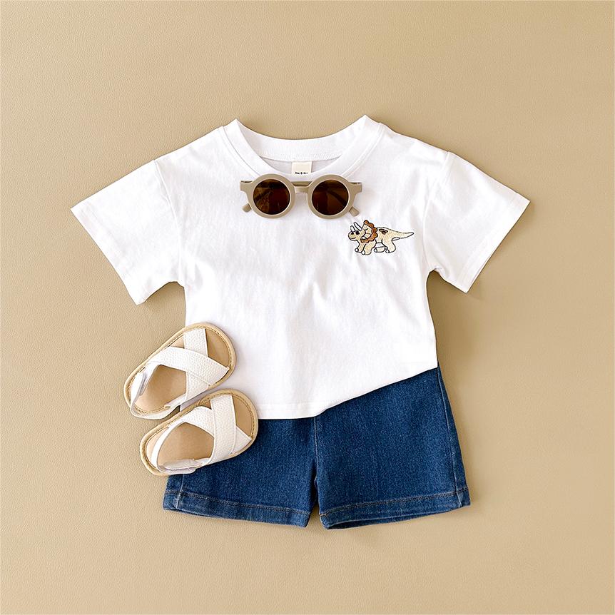 Baby Clothing Outlet - 2Pcs/set Pakaian Bayi Bordir Dinosaurus Atasan
